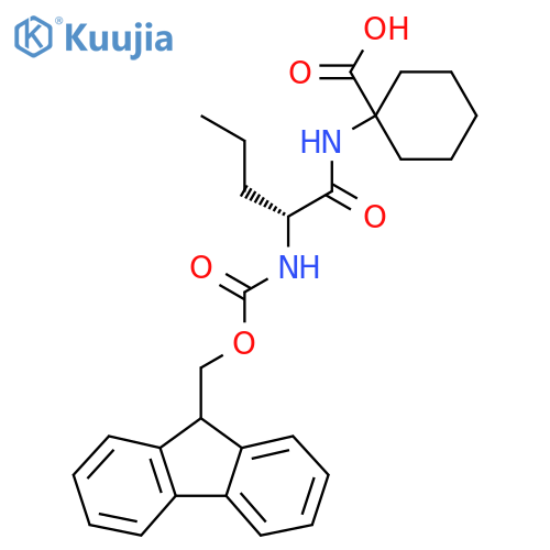 1-(2R)-2-({(9H-fluoren-9-yl)methoxycarbonyl}amino)pentanamidocyclohexane-1-carboxylic acid structure