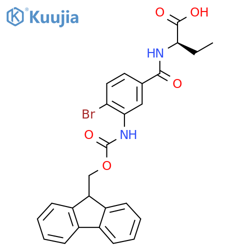 (2R)-2-{4-bromo-3-({(9H-fluoren-9-yl)methoxycarbonyl}amino)phenylformamido}butanoic acid structure