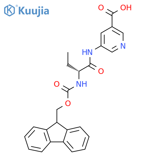 5-(2R)-2-({(9H-fluoren-9-yl)methoxycarbonyl}amino)butanamidopyridine-3-carboxylic acid structure