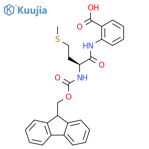 2-(2S)-2-({(9H-fluoren-9-yl)methoxycarbonyl}amino)-4-(methylsulfanyl)butanamidobenzoic acid structure