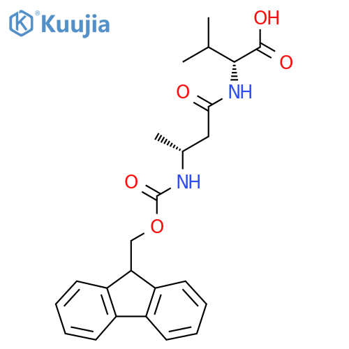 (2R)-2-(3R)-3-({(9H-fluoren-9-yl)methoxycarbonyl}amino)butanamido-3-methylbutanoic acid structure