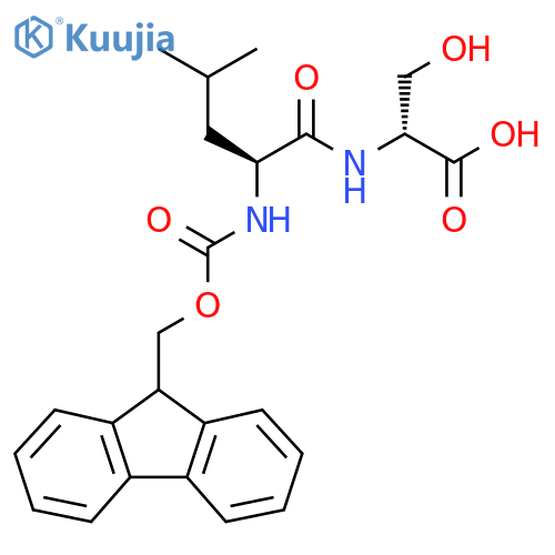 (2R)-2-(2S)-2-({(9H-fluoren-9-yl)methoxycarbonyl}amino)-4-methylpentanamido-3-hydroxypropanoic acid structure