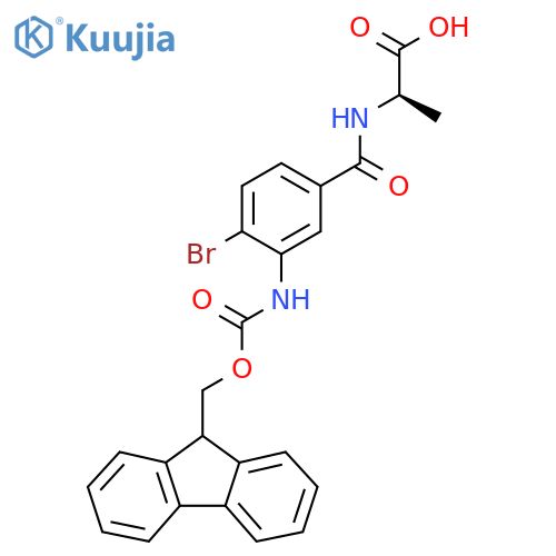 (2R)-2-{4-bromo-3-({(9H-fluoren-9-yl)methoxycarbonyl}amino)phenylformamido}propanoic acid structure