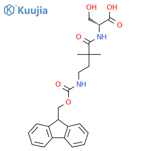 (2R)-2-4-({(9H-fluoren-9-yl)methoxycarbonyl}amino)-2,2-dimethylbutanamido-3-hydroxypropanoic acid structure