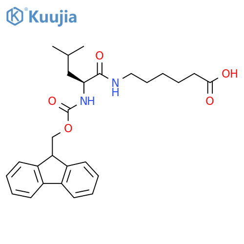 6-(2S)-2-({(9H-fluoren-9-yl)methoxycarbonyl}amino)-4-methylpentanamidohexanoic acid structure