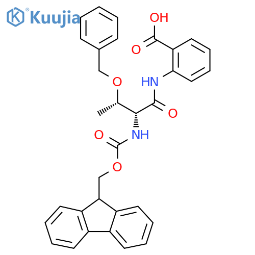 2-(2R,3S)-3-(benzyloxy)-2-({(9H-fluoren-9-yl)methoxycarbonyl}amino)butanamidobenzoic acid structure