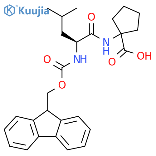1-(2S)-2-({(9H-fluoren-9-yl)methoxycarbonyl}amino)-4-methylpentanamidocyclopentane-1-carboxylic acid structure