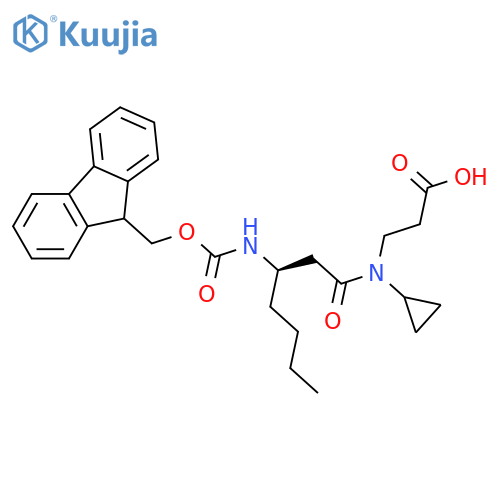 3-(3R)-N-cyclopropyl-3-({(9H-fluoren-9-yl)methoxycarbonyl}amino)heptanamidopropanoic acid structure