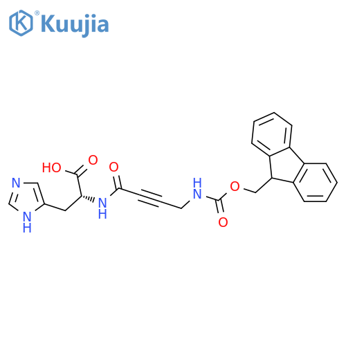 (2R)-2-4-({(9H-fluoren-9-yl)methoxycarbonyl}amino)but-2-ynamido-3-(1H-imidazol-4-yl)propanoic acid structure