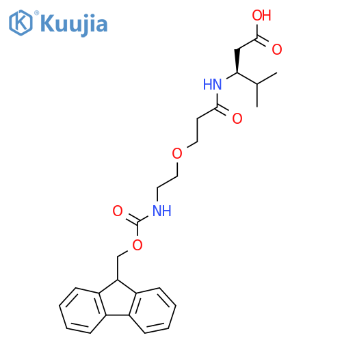 (3S)-3-{3-2-({(9H-fluoren-9-yl)methoxycarbonyl}amino)ethoxypropanamido}-4-methylpentanoic acid structure