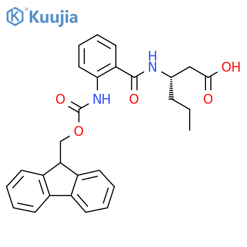 (3S)-3-{2-({(9H-fluoren-9-yl)methoxycarbonyl}amino)phenylformamido}hexanoic acid structure