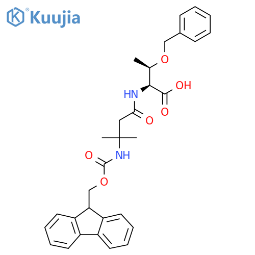 (2S,3R)-3-(benzyloxy)-2-3-({(9H-fluoren-9-yl)methoxycarbonyl}amino)-3-methylbutanamidobutanoic acid structure