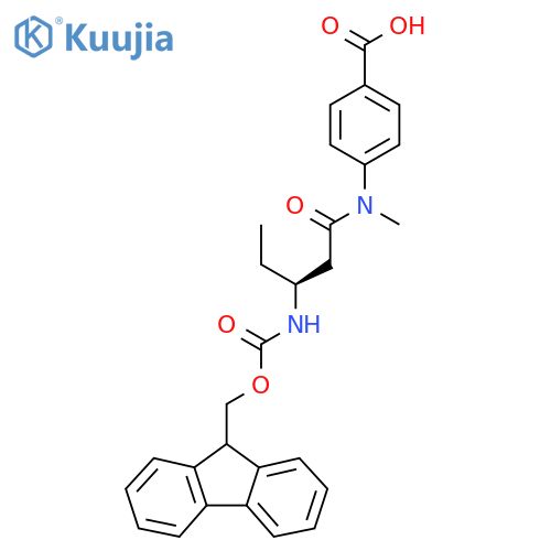 4-[(3S)-3-({[(9H-fluoren-9-yl)methoxy]carbonyl}amino)-N-methylpentanamido]benzoic acid structure