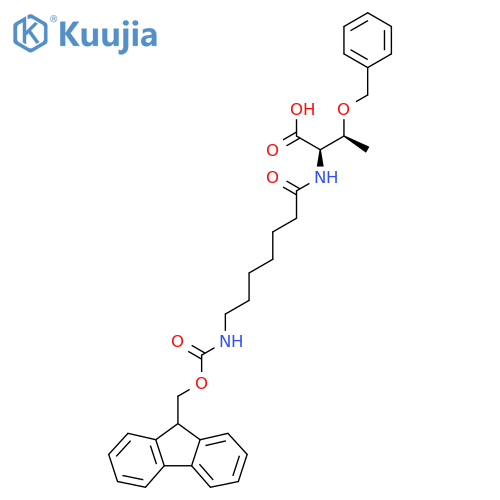 (2R,3S)-3-(benzyloxy)-2-7-({(9H-fluoren-9-yl)methoxycarbonyl}amino)heptanamidobutanoic acid structure