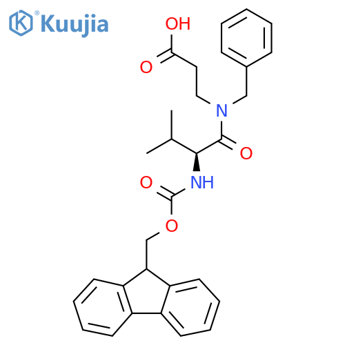 3-(2S)-N-benzyl-2-({(9H-fluoren-9-yl)methoxycarbonyl}amino)-3-methylbutanamidopropanoic acid structure