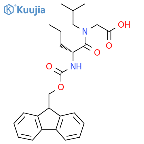 2-(2R)-2-({(9H-fluoren-9-yl)methoxycarbonyl}amino)-N-(2-methylpropyl)pentanamidoacetic acid structure