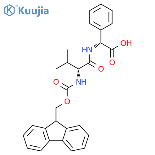(2R)-2-(2R)-2-({(9H-fluoren-9-yl)methoxycarbonyl}amino)-3-methylbutanamido-2-phenylacetic acid structure