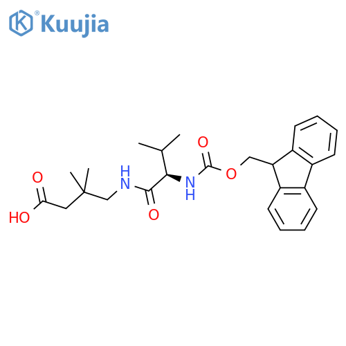 4-(2R)-2-({(9H-fluoren-9-yl)methoxycarbonyl}amino)-3-methylbutanamido-3,3-dimethylbutanoic acid structure