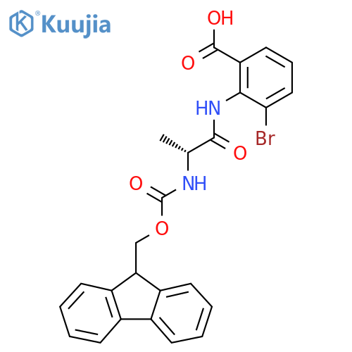 3-bromo-2-(2R)-2-({(9H-fluoren-9-yl)methoxycarbonyl}amino)propanamidobenzoic acid structure