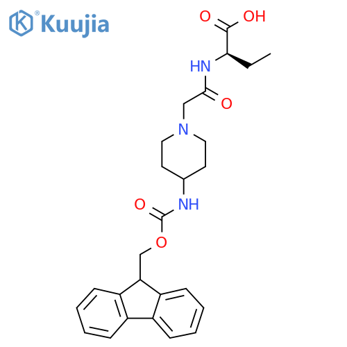 (2R)-2-{2-4-({(9H-fluoren-9-yl)methoxycarbonyl}amino)piperidin-1-ylacetamido}butanoic acid structure