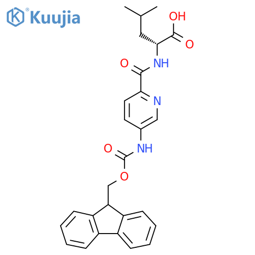 (2R)-2-{5-({(9H-fluoren-9-yl)methoxycarbonyl}amino)pyridin-2-ylformamido}-4-methylpentanoic acid structure