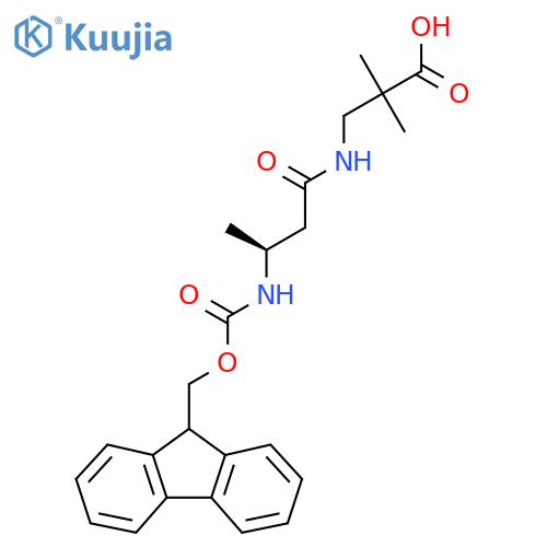 3-(3S)-3-({(9H-fluoren-9-yl)methoxycarbonyl}amino)butanamido-2,2-dimethylpropanoic acid structure