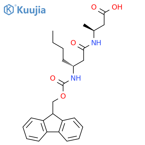 (3S)-3-(3R)-3-({(9H-fluoren-9-yl)methoxycarbonyl}amino)heptanamidobutanoic acid structure