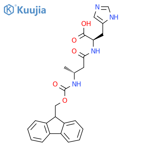 (2R)-2-(3R)-3-({(9H-fluoren-9-yl)methoxycarbonyl}amino)butanamido-3-(1H-imidazol-4-yl)propanoic acid structure