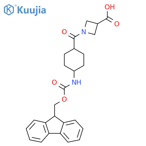 1-(1r,4r)-4-({(9H-fluoren-9-yl)methoxycarbonyl}amino)cyclohexanecarbonylazetidine-3-carboxylic acid structure
