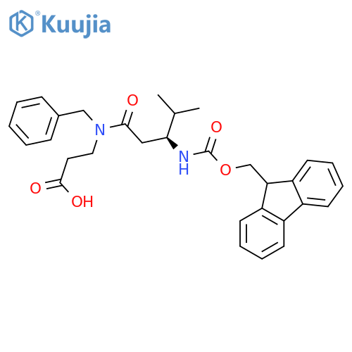 3-(3S)-N-benzyl-3-({(9H-fluoren-9-yl)methoxycarbonyl}amino)-4-methylpentanamidopropanoic acid structure