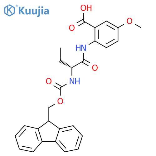 2-(2R)-2-({(9H-fluoren-9-yl)methoxycarbonyl}amino)butanamido-5-methoxybenzoic acid structure