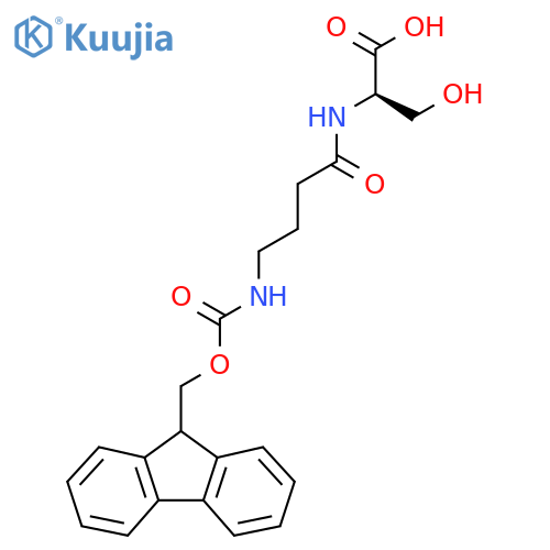 (2R)-2-4-({(9H-fluoren-9-yl)methoxycarbonyl}amino)butanamido-3-hydroxypropanoic acid structure