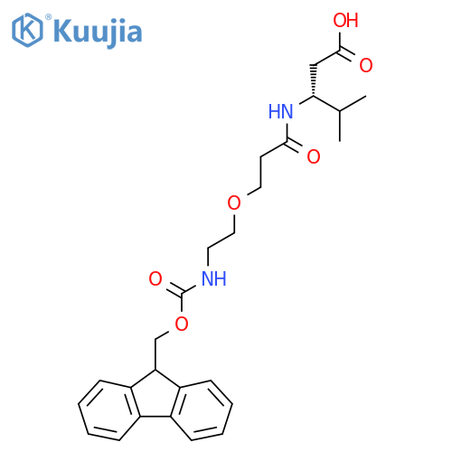 (3R)-3-{3-2-({(9H-fluoren-9-yl)methoxycarbonyl}amino)ethoxypropanamido}-4-methylpentanoic acid structure