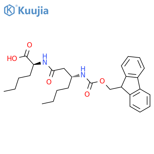 (2S)-2-(3R)-3-({(9H-fluoren-9-yl)methoxycarbonyl}amino)heptanamidohexanoic acid structure