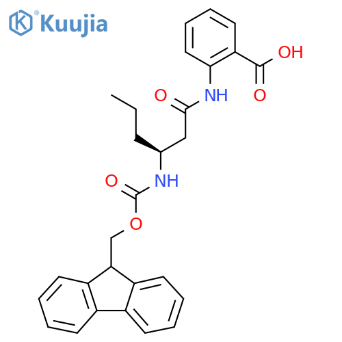 2-(3S)-3-({(9H-fluoren-9-yl)methoxycarbonyl}amino)hexanamidobenzoic acid structure