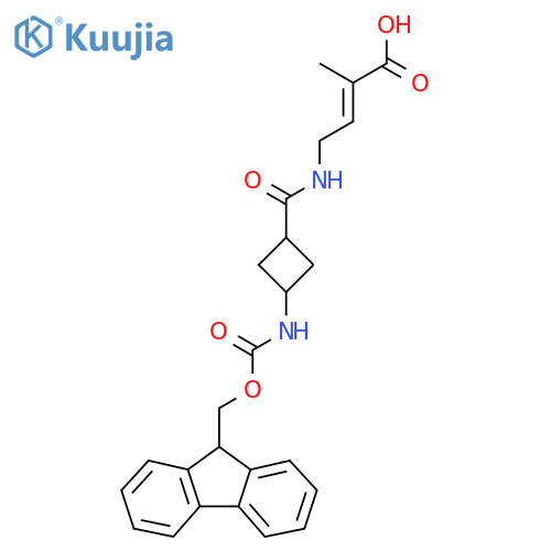 2-methyl-4-{(1s,3s)-3-({(9H-fluoren-9-yl)methoxycarbonyl}amino)cyclobutylformamido}but-2-enoic acid structure