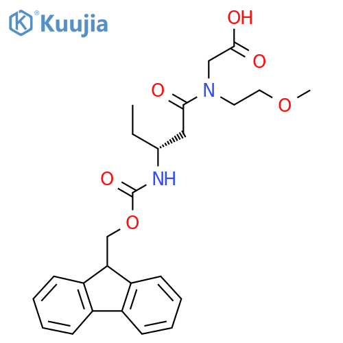 2-(3R)-3-({(9H-fluoren-9-yl)methoxycarbonyl}amino)-N-(2-methoxyethyl)pentanamidoacetic acid structure