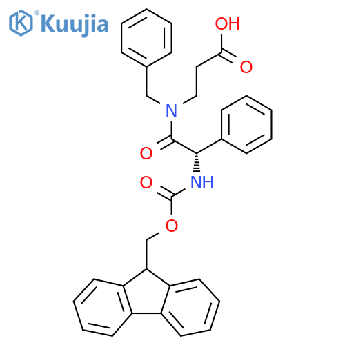 3-(2S)-N-benzyl-2-({(9H-fluoren-9-yl)methoxycarbonyl}amino)-2-phenylacetamidopropanoic acid structure