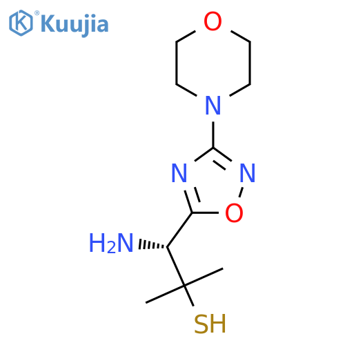 (1R)-1-amino-2-methyl-1-3-(morpholin-4-yl)-1,2,4-oxadiazol-5-ylpropane-2-thiol structure
