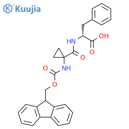 (2R)-2-{1-({(9H-fluoren-9-yl)methoxycarbonyl}amino)cyclopropylformamido}-3-phenylpropanoic acid structure