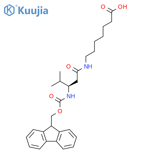 7-(3R)-3-({(9H-fluoren-9-yl)methoxycarbonyl}amino)-4-methylpentanamidoheptanoic acid structure