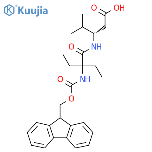 (3S)-3-2-ethyl-2-({(9H-fluoren-9-yl)methoxycarbonyl}amino)butanamido-4-methylpentanoic acid structure