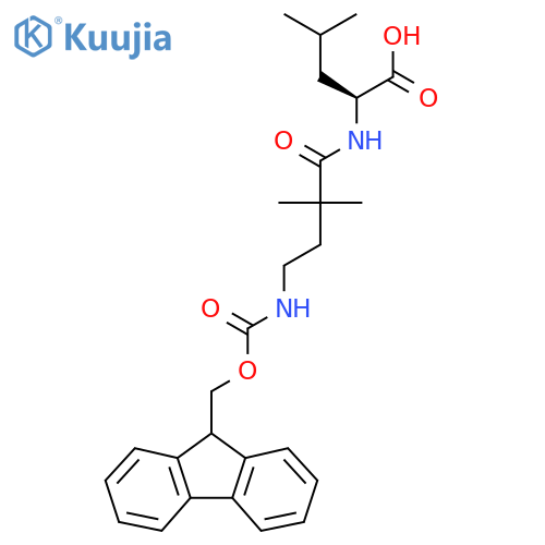 (2S)-2-4-({(9H-fluoren-9-yl)methoxycarbonyl}amino)-2,2-dimethylbutanamido-4-methylpentanoic acid structure
