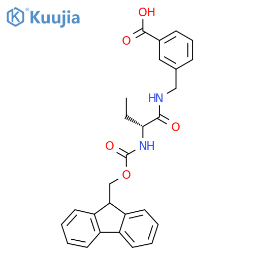 3-{(2R)-2-({(9H-fluoren-9-yl)methoxycarbonyl}amino)butanamidomethyl}benzoic acid structure