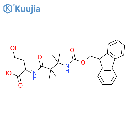 (2S)-2-3-({(9H-fluoren-9-yl)methoxycarbonyl}amino)-2,2,3-trimethylbutanamido-4-hydroxybutanoic acid structure
