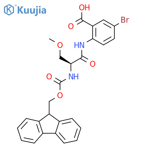 5-bromo-2-(2S)-2-({(9H-fluoren-9-yl)methoxycarbonyl}amino)-3-methoxypropanamidobenzoic acid structure