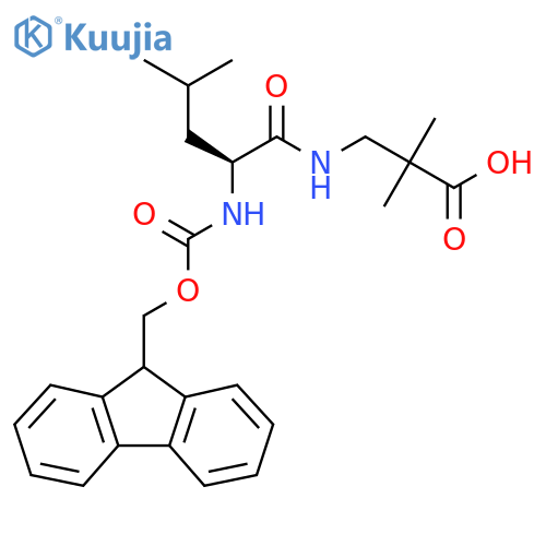 3-(2S)-2-({(9H-fluoren-9-yl)methoxycarbonyl}amino)-4-methylpentanamido-2,2-dimethylpropanoic acid structure