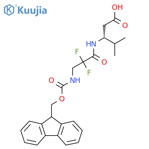 (3R)-3-3-({(9H-fluoren-9-yl)methoxycarbonyl}amino)-2,2-difluoropropanamido-4-methylpentanoic acid structure