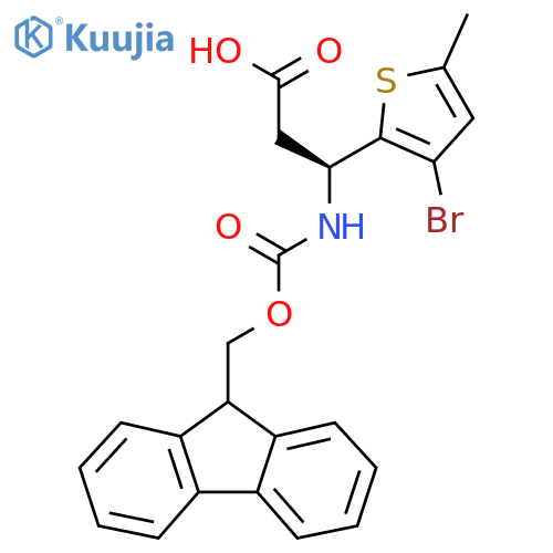 (3S)-3-(3-bromo-5-methylthiophen-2-yl)-3-({(9H-fluoren-9-yl)methoxycarbonyl}amino)propanoic acid structure