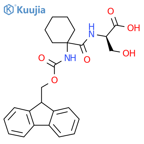 (2R)-2-{1-({(9H-fluoren-9-yl)methoxycarbonyl}amino)cyclohexylformamido}-3-hydroxypropanoic acid structure